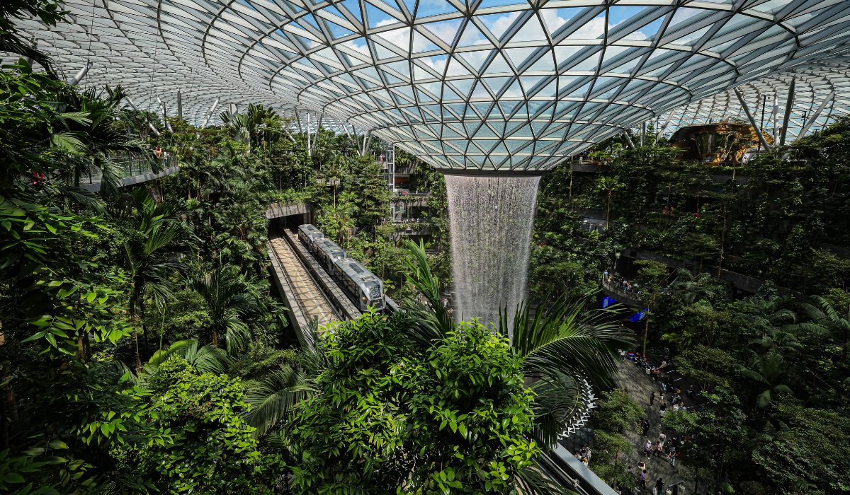 Cel mai frumos aeroport din lume are roboți cu AI care spală podelele, o grădină botanică cu fluturi și o cascadă: „Ai ce face până la decolare”