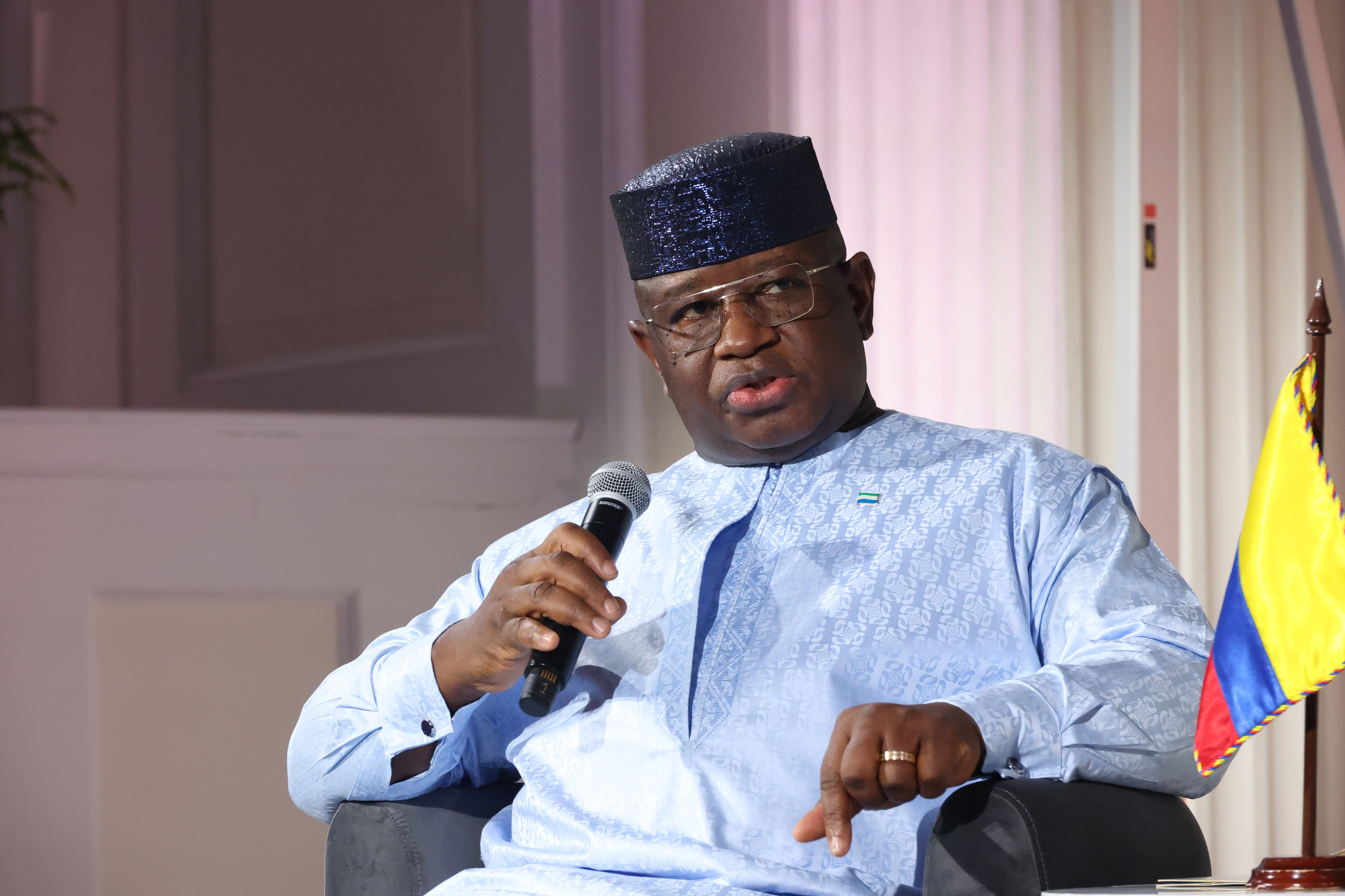Julius Maada Bio, President of Sierra Leone, speaks onstage during Global Citizen NOW: Impact Sessions on September 24, 2025 in New York City. [Photo by Rob Kim/Getty Images for Global Citizen]