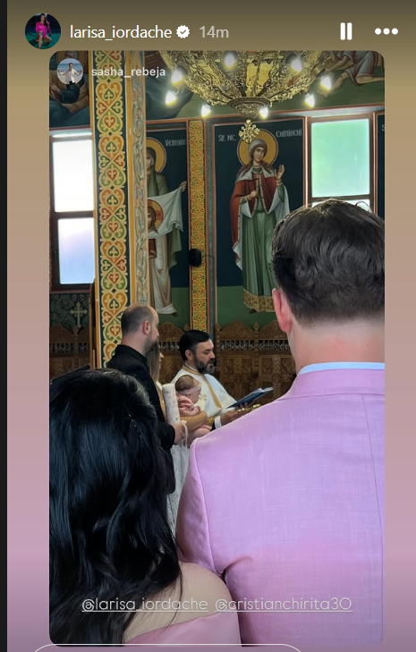 Larisa Iordache și Cristian Chiriță și-au botezat astăzi fetița, pe Amira. Ținuta purtată de părinții micuței