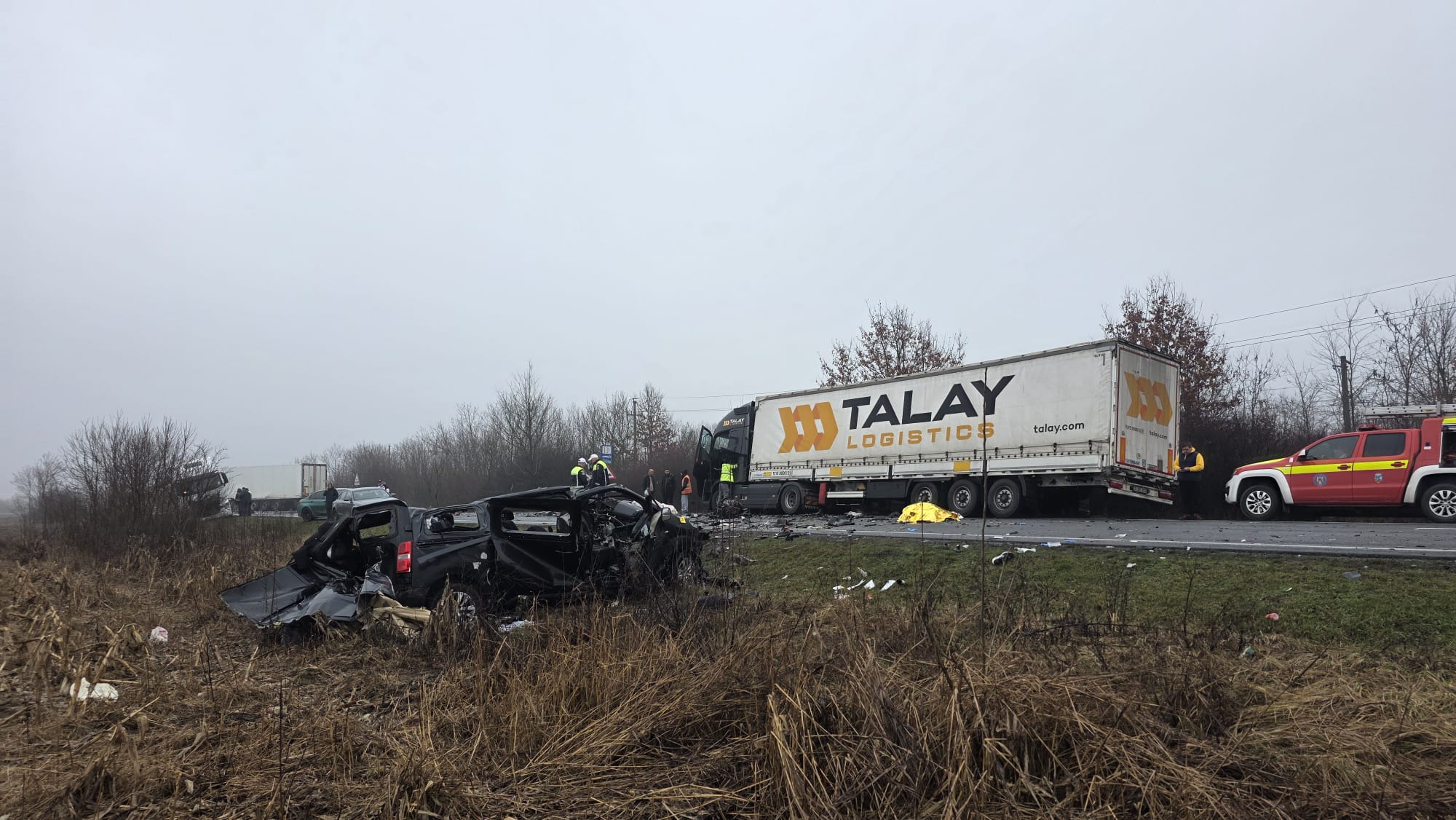 Primele imagini de la accidentul cu șapte morți de la Lugojel, în Timiș