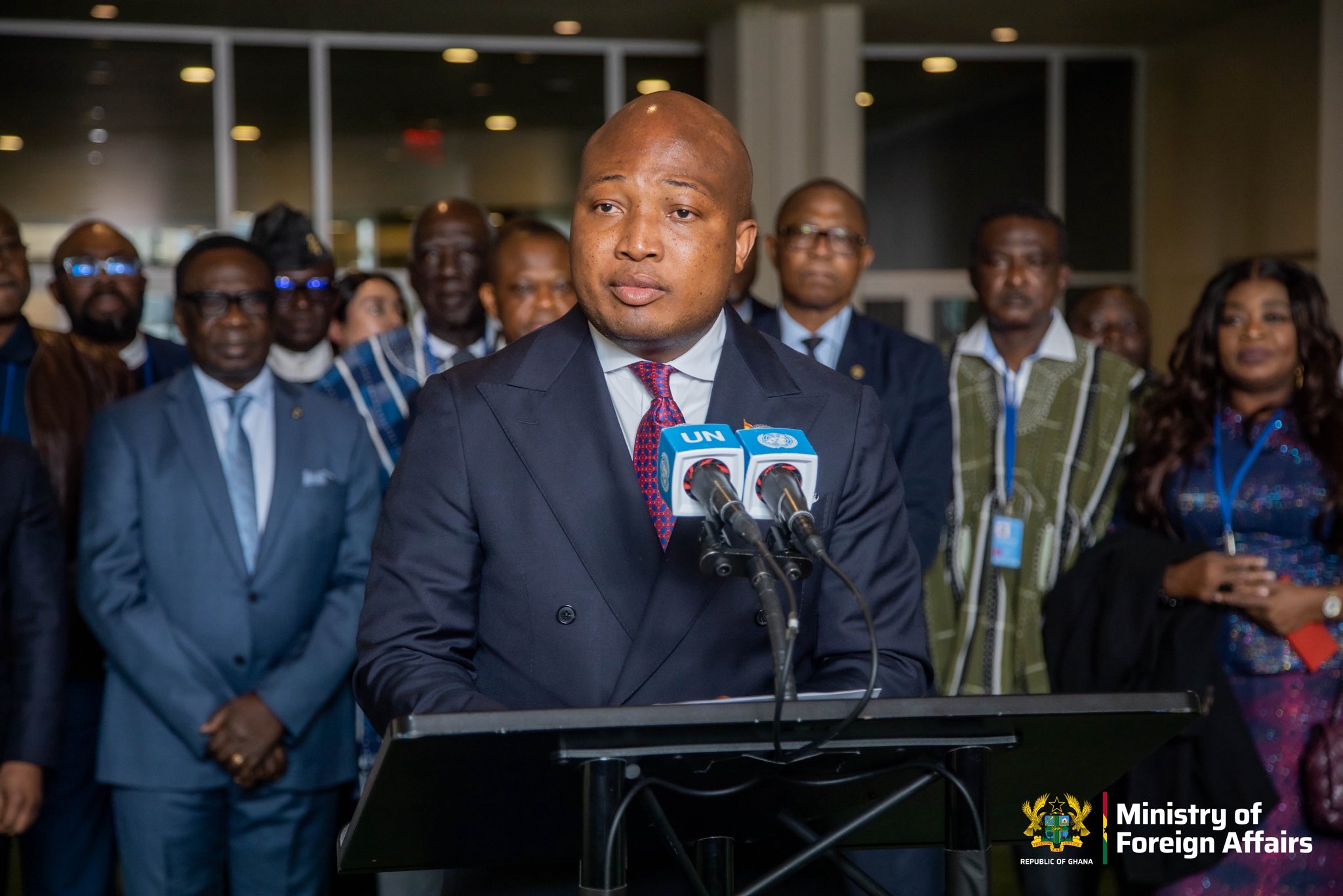 Ghana’s Foreign Minister Samuel Okudzeto Ablakwa speaks during a UN General Assembly session where a resolution on transatlantic slavery and reparations was adopted. [@S_OkudzetoAblak]