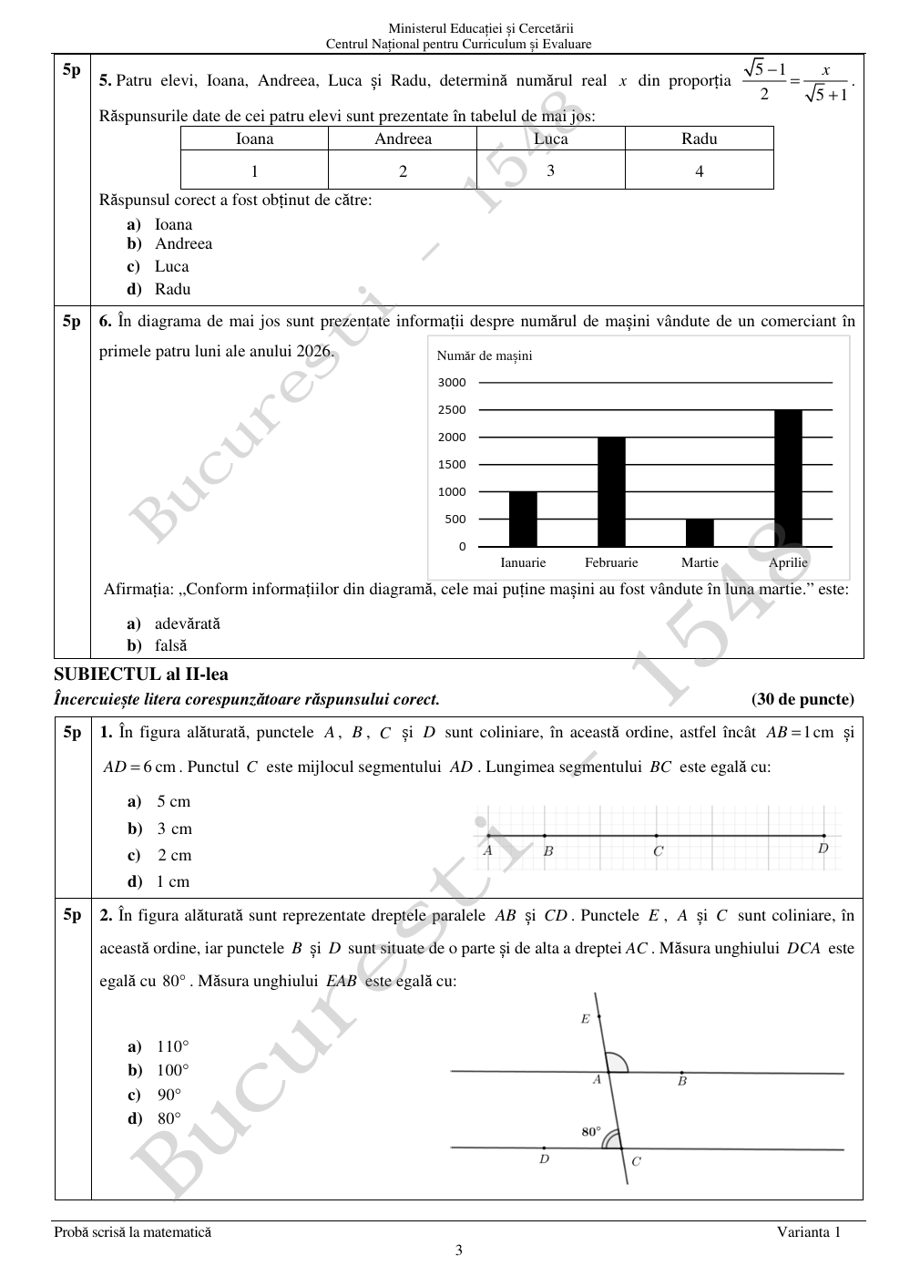 Subiectele la matematică la Evaluarea Națională 2026. Ce a picat la a doua probă a examenelor pentru clasa a 8-a