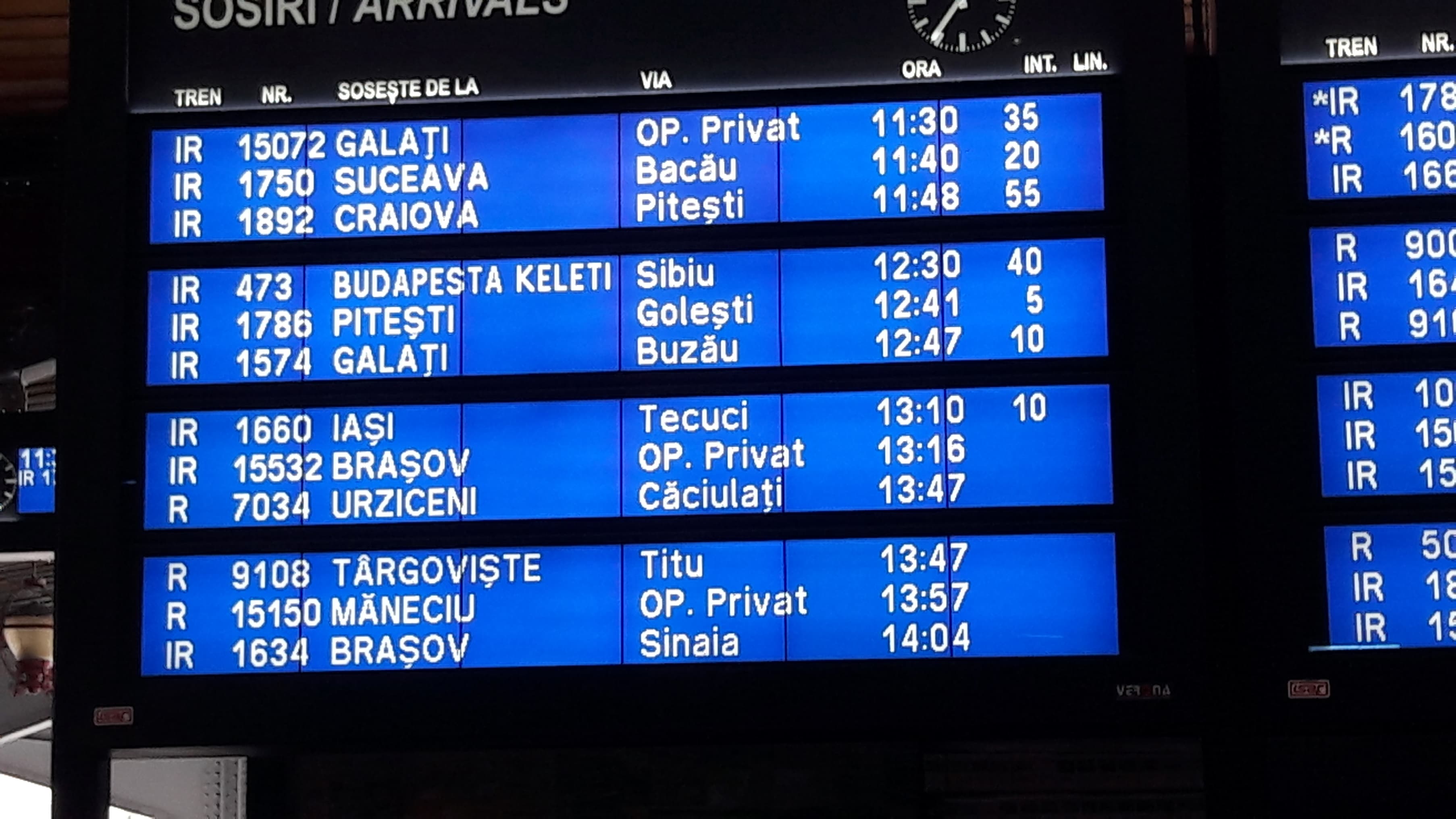 Întârzieri de zeci de minute în Gara de Nord, din cauza vremii
