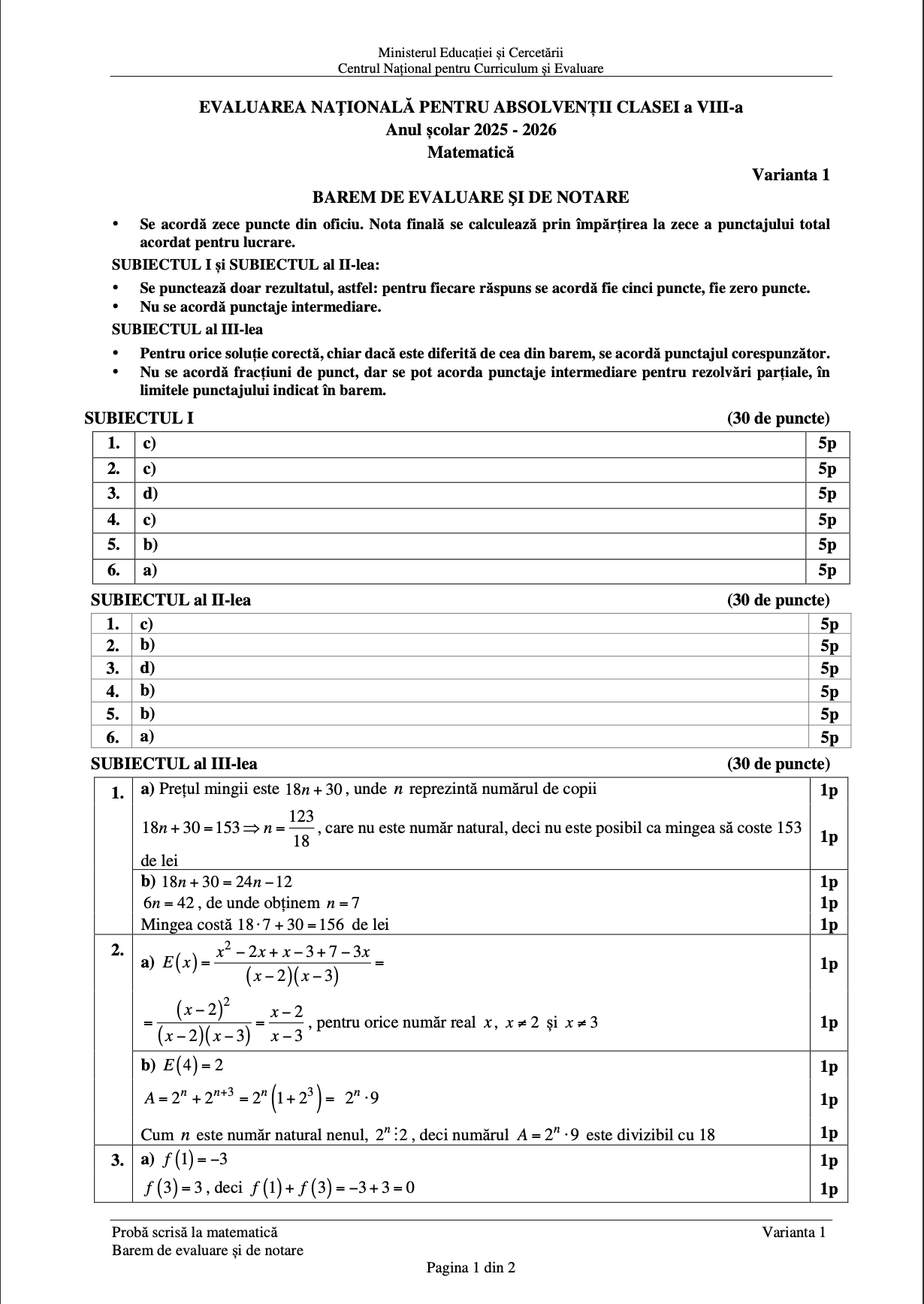 Subiectele la matematică la Evaluarea Națională 2026. Ce a picat la a doua probă a examenelor pentru clasa a 8-a