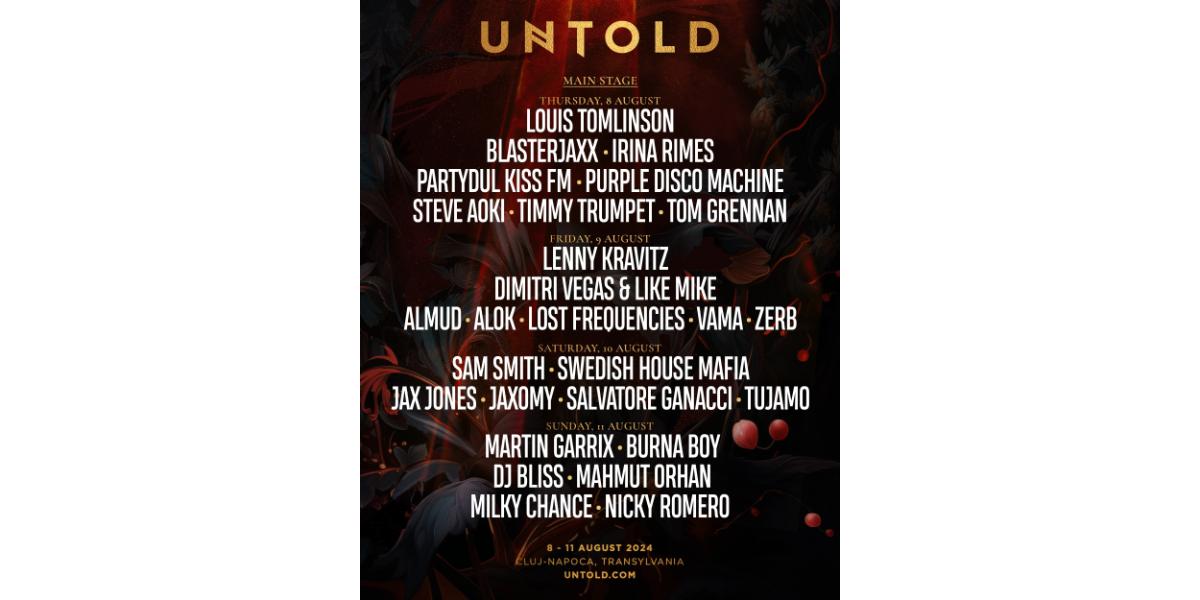 Programul pe zile la UNTOLD 2024. Lenny Kravits va urca pe scena principală vineri, 9 august. Când face show Sam Smith