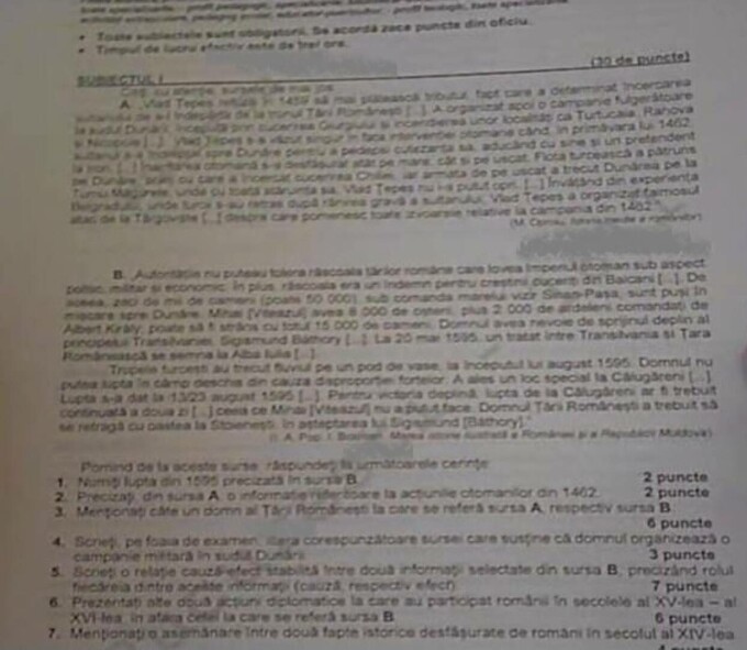 Subiectele la Istorie la BAC 2024. Cerințele pe care le-au avut de rezolvat candidații