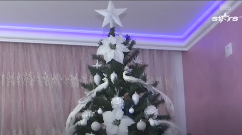 Imagini din casa Medanei și a lui Alin Oprea, decorată de Crăciun. Au împodobit mai mulți brazi, unul chiar și în bucătărie