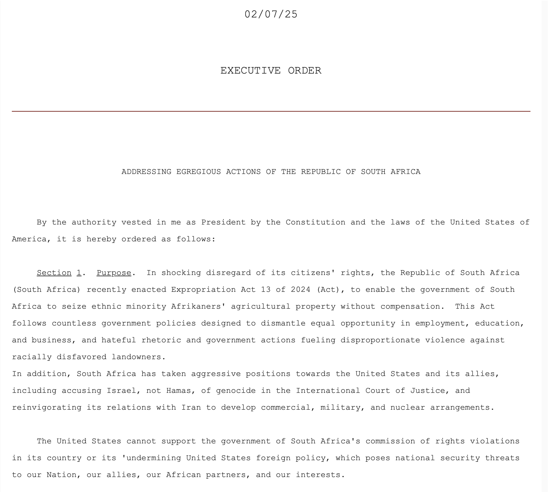 Trump's executive order