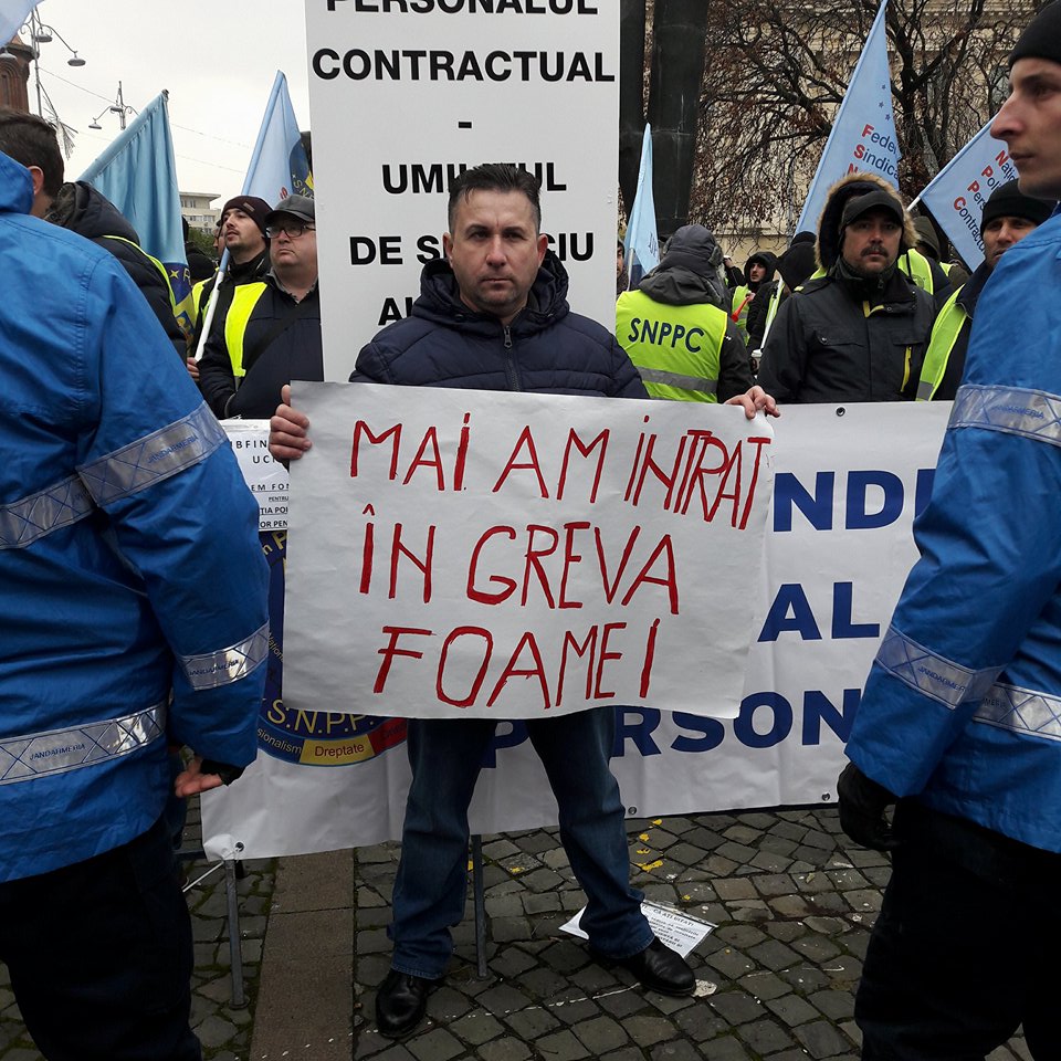 FOTO & VIDEO | Protest al sindicaliștilor din poliție și penitenciare. Reacția MAI