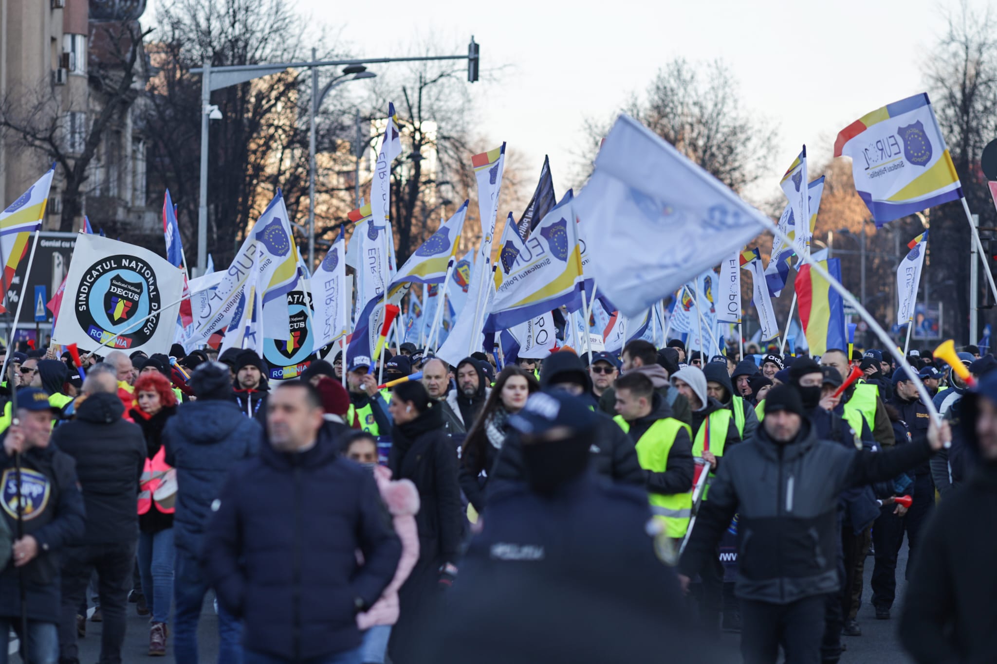 Protest masiv al sindicatelor din Apărare și Ordine Publică în București