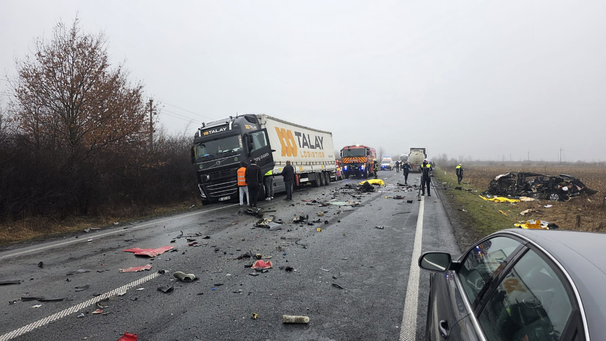 Momentul impactului accidentului cu șapte morți de la Lugojel, Timiș