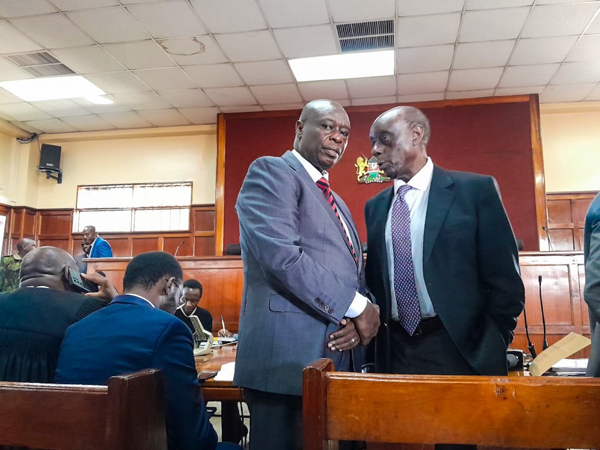 Former Deputy President Rigathi Gachagua and his lawyer Paul Muite