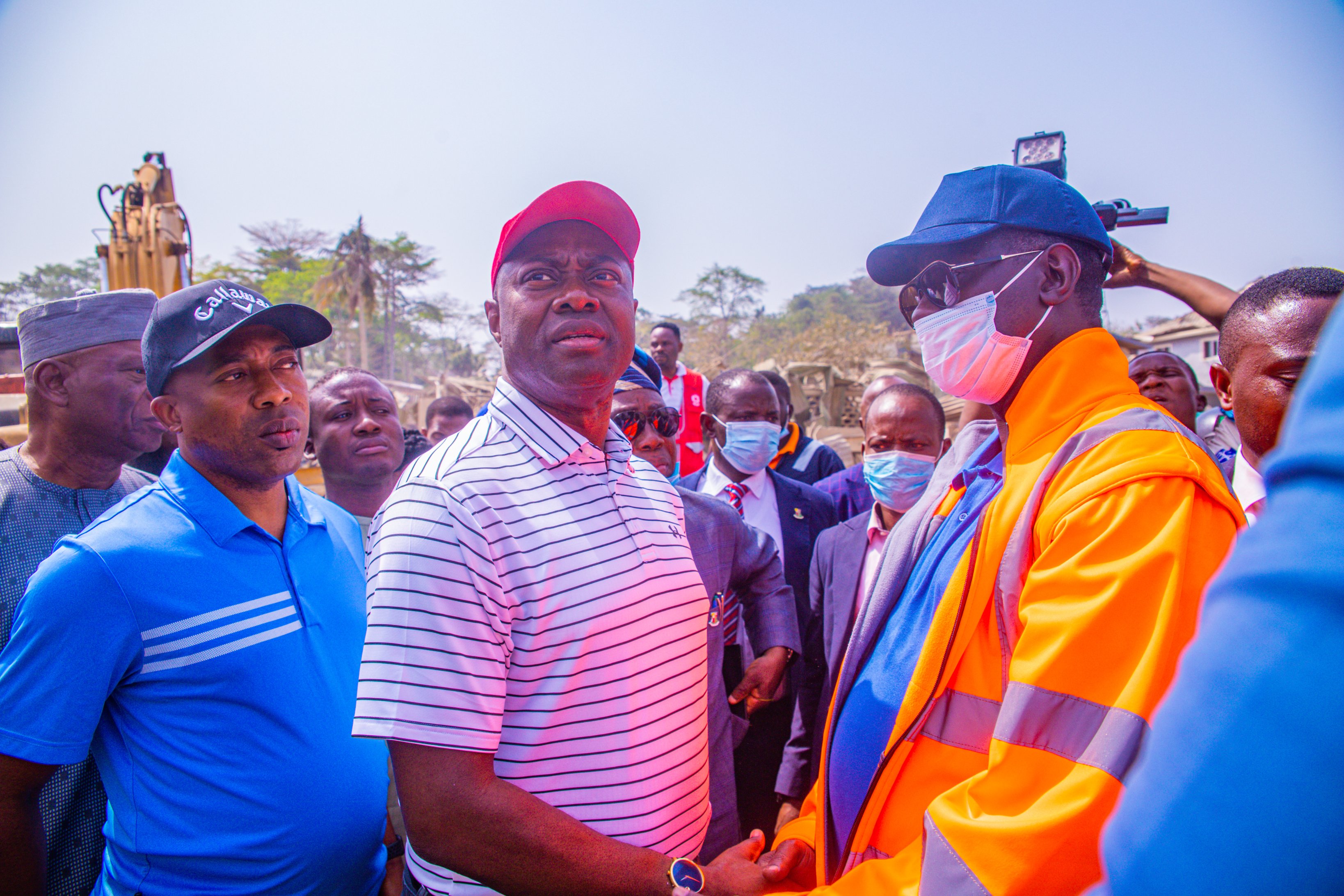 An illustrative photo of Oyo State Governor, Seyi Makinde, at the scene of the Ibadan explosion on Wednesday, January 17, 2024. [Twitter:@oyostategovt]