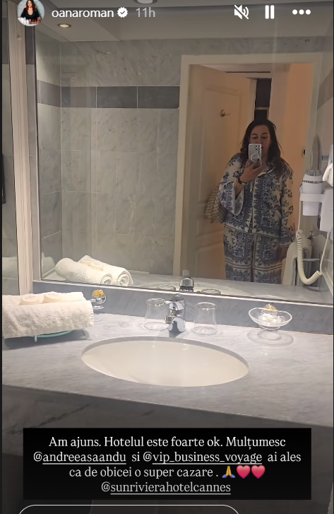 Cum arată camera hotelului din Franța în care Oana Roman și fiica ei s-au cazat. „Să vă arăt ceva ce au francezii mai ieșit din comun”