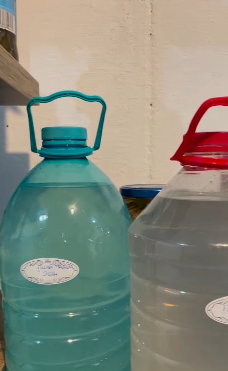 Imagini din cămara Danei Nălbaru și a lui Dragoș Bucur. Fanii le-au atras atenția: „Nu păstrați țuica în sticle de plastic”
