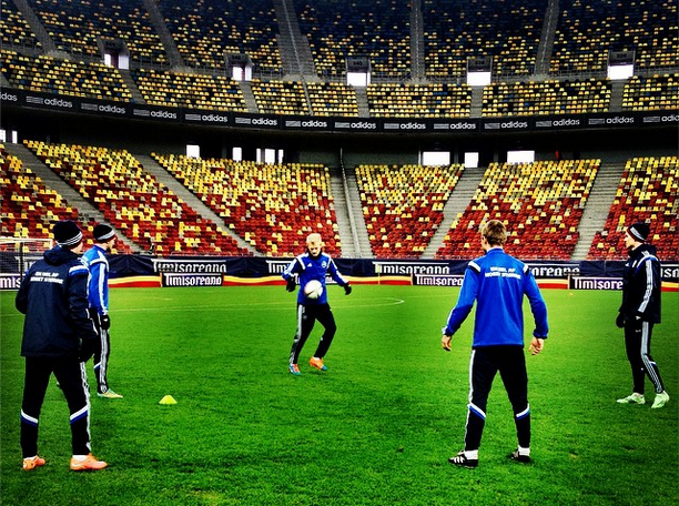 FOTO / Jucătorii lui Aalborg vor să se răzbune pe Steaua. Mesajul danezilor