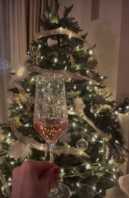 Imagini din casa Andreei Raicu, decorată de Crăciun. În sufragerie are bradul împodobit și șemineul pe care a așezat poze nemaivăzute