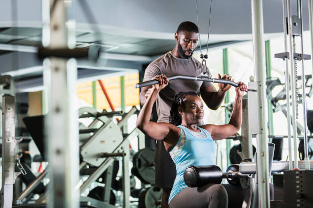 A lady training in a gym