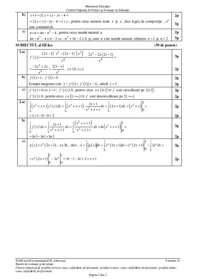 Baremul de corectare la matematică pentru Bacalaureat 2024, publicat pe EDU.ro