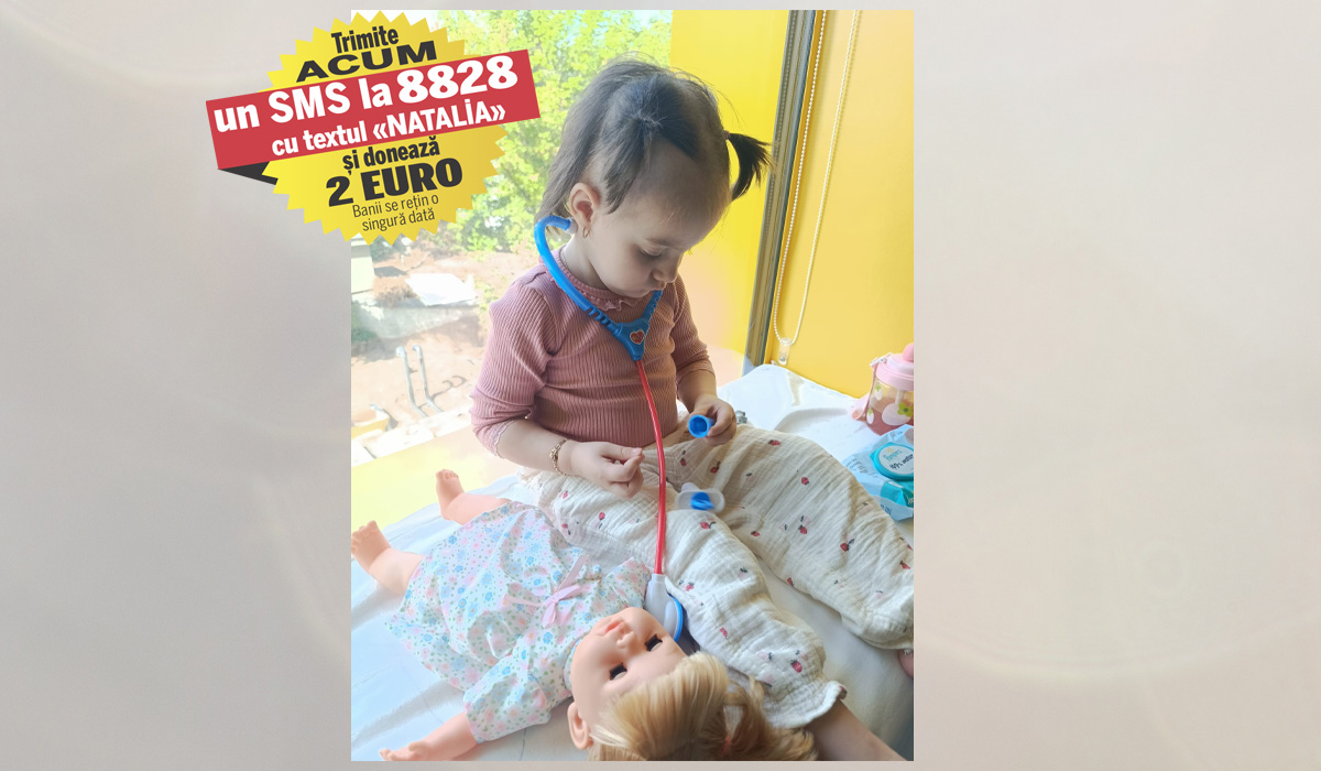 Natalia are nevoie de 8.000 de euro pentru o proteză oculară și tratamente postoperatorii. Fetița are doar 2,7 ani și suferă de retinoblastom bilateral, o formă rară și agresivă de cancer infantil