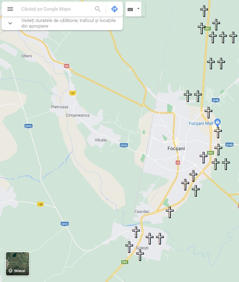 Drumul crucilor. Sunt 564 de cruci pe DN2 între București și Bacău, mai multe decât cele 550 de borne kilometrice dus-întors