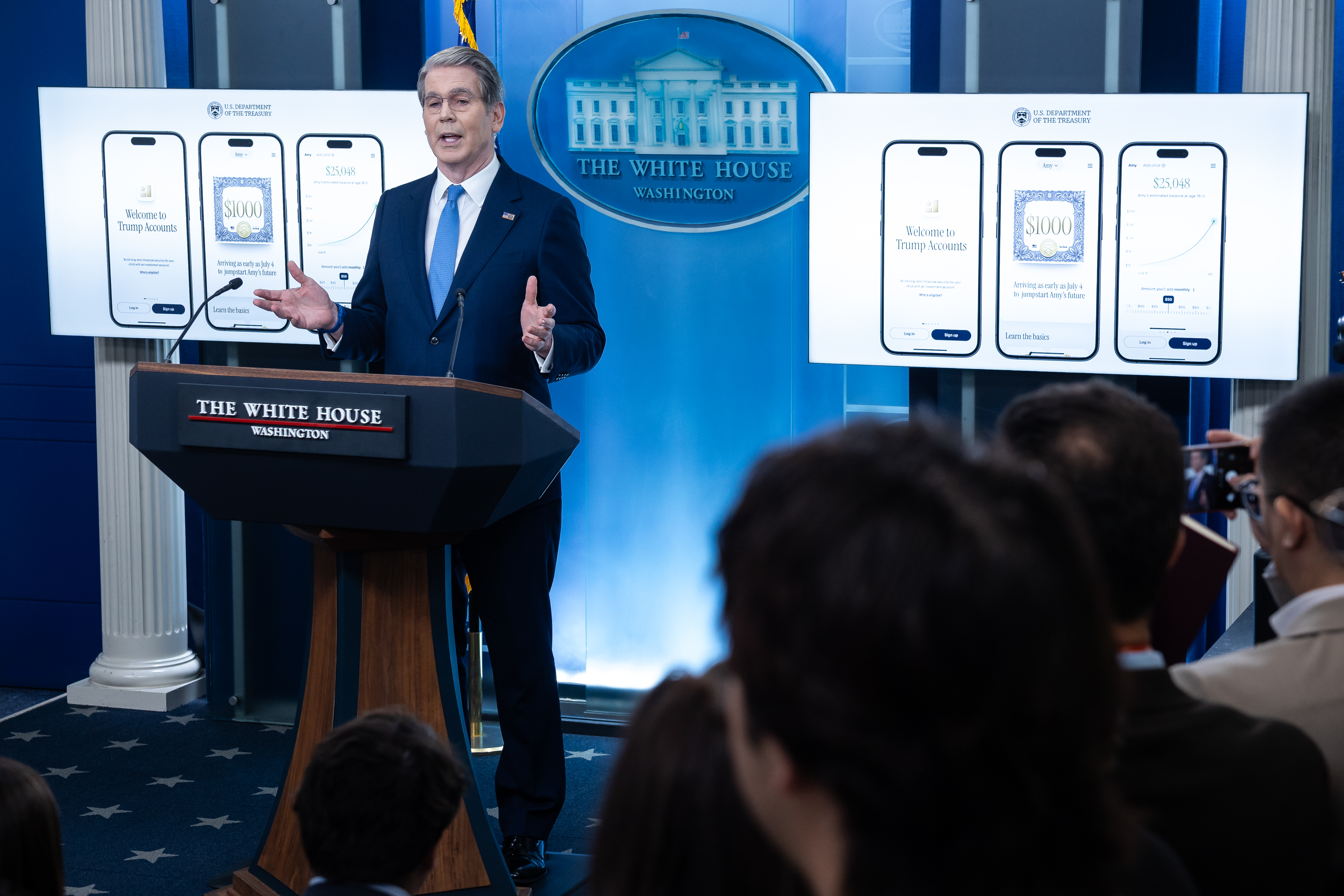 Treasury Secretary Scott Bessent speaks during a press briefing at the White House in Washington, on May 28, 2026.
