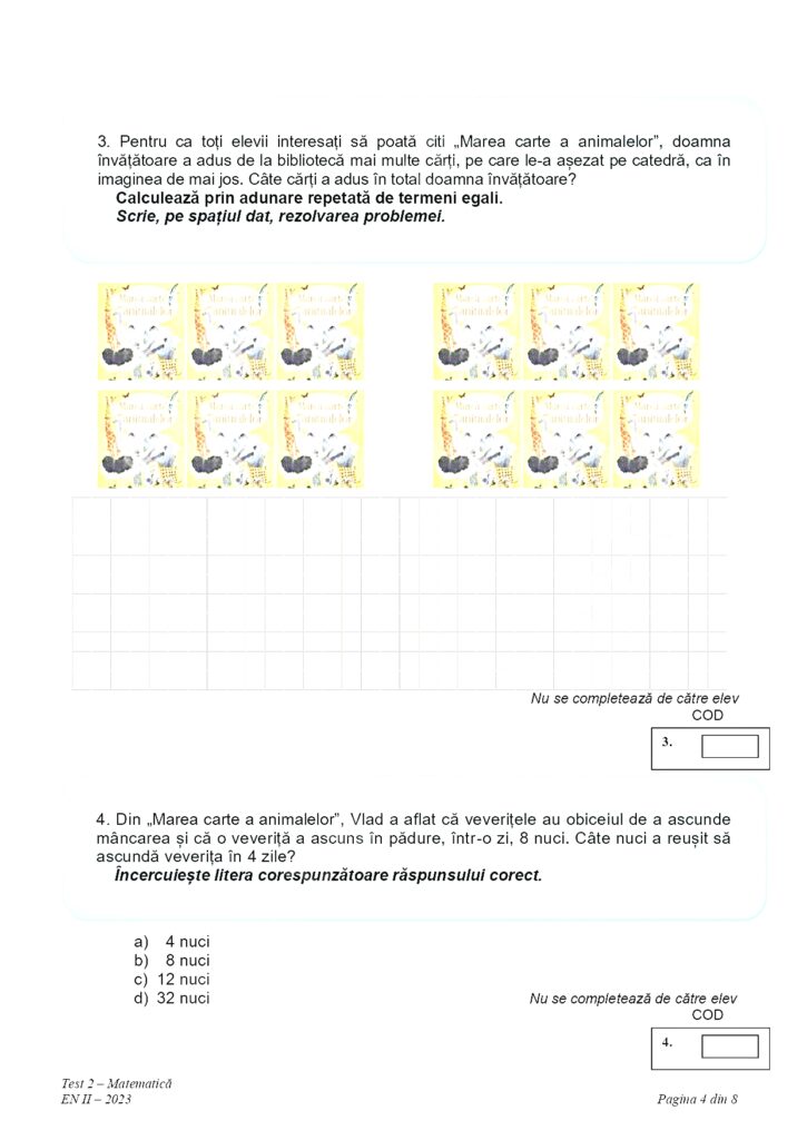 Elevii de clasa a II-a au susținut evaluarea națională la matematică. Ce exerciții au avut de rezolvat