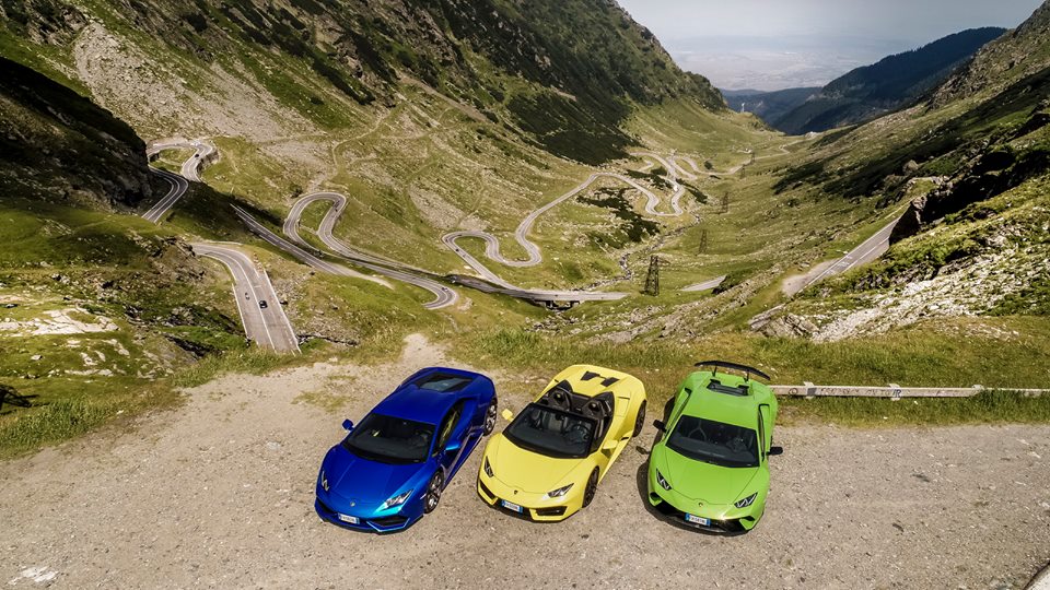 Reclamă pentru Lamborghini Huracan, filmată pe Transfăgărășan. Imagini inedite cu supercarurile pe cel mai spectaculos drum din România