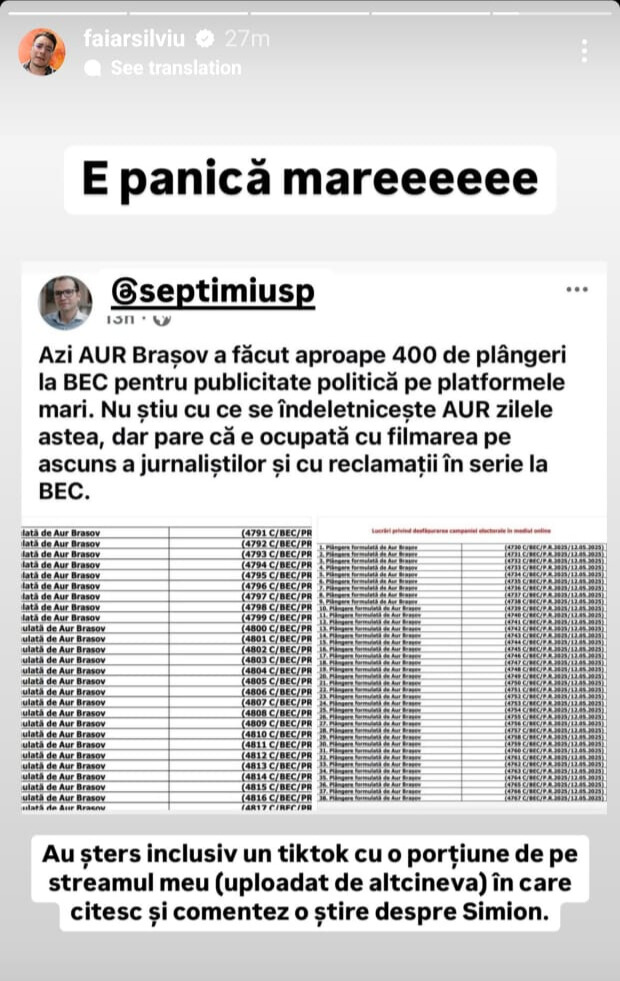 AUR a făcut sute de plângeri la BEC împotriva influencerilor care spuneau public cu cine vor vota: „Este blocarea exprimării libere”