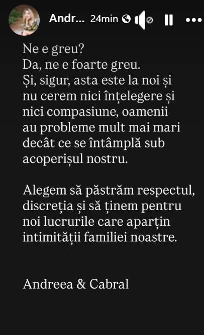 Adevăratul motiv pentru care Andreea și Cabral Ibacka au divorțat după 15 ani de relație. „Asta e partea cea mai tristă. Ani mulți am fost bine”
