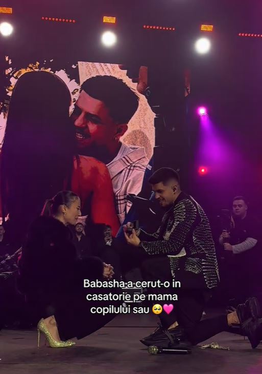 Babasha și-a cerut iubita în căsătorie pe scenă, în noaptea de Revelion. Vor deveni părinți în câteva luni