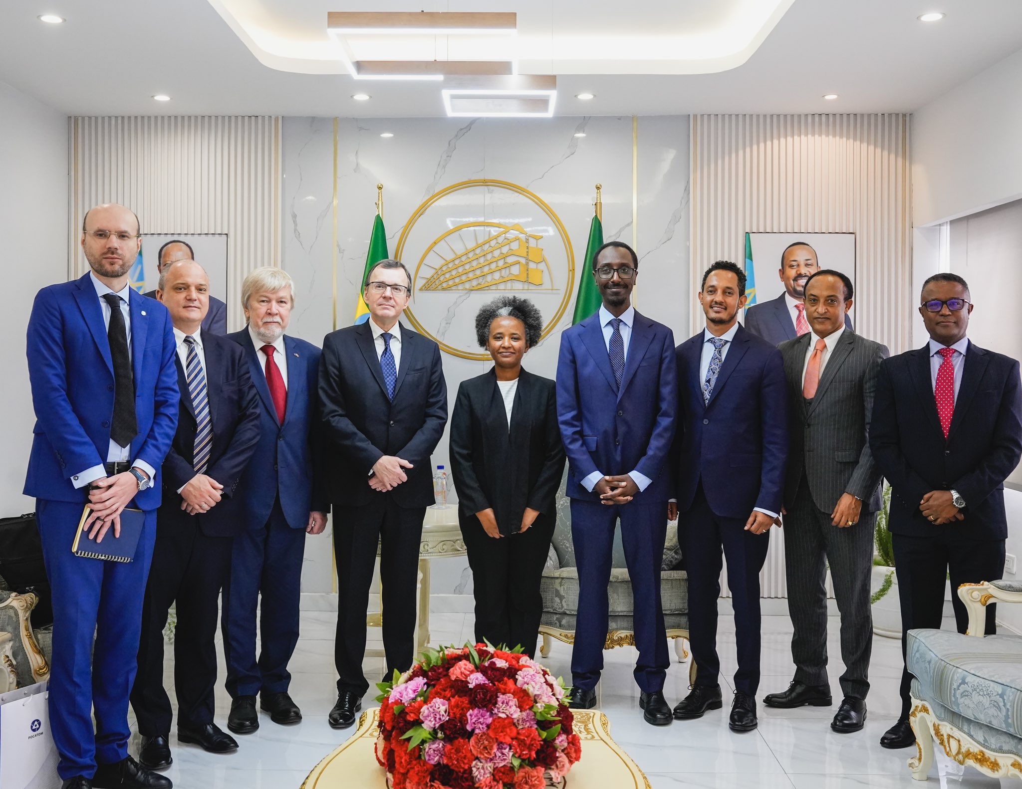 Russian delegation led by Nikolay Spassky, a senior executive from Rosatom, and Ethiopian Foreign Minister Gedion Timothewos Hessebon and his team [Source:X @MFAEthiopia]