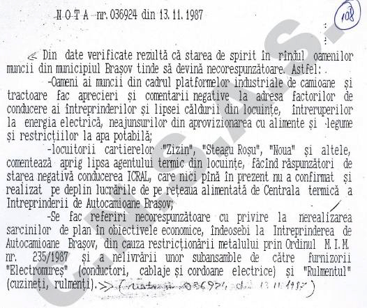Ce a trăit Brașovul pe 15 noiembrie 1987. Conversația telefonică interceptată de Securitate: „Noi am avut o sărbătoare foarte mare”
