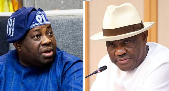 L-R: Dele Momodu and Nyesom Wike. [Facebook]