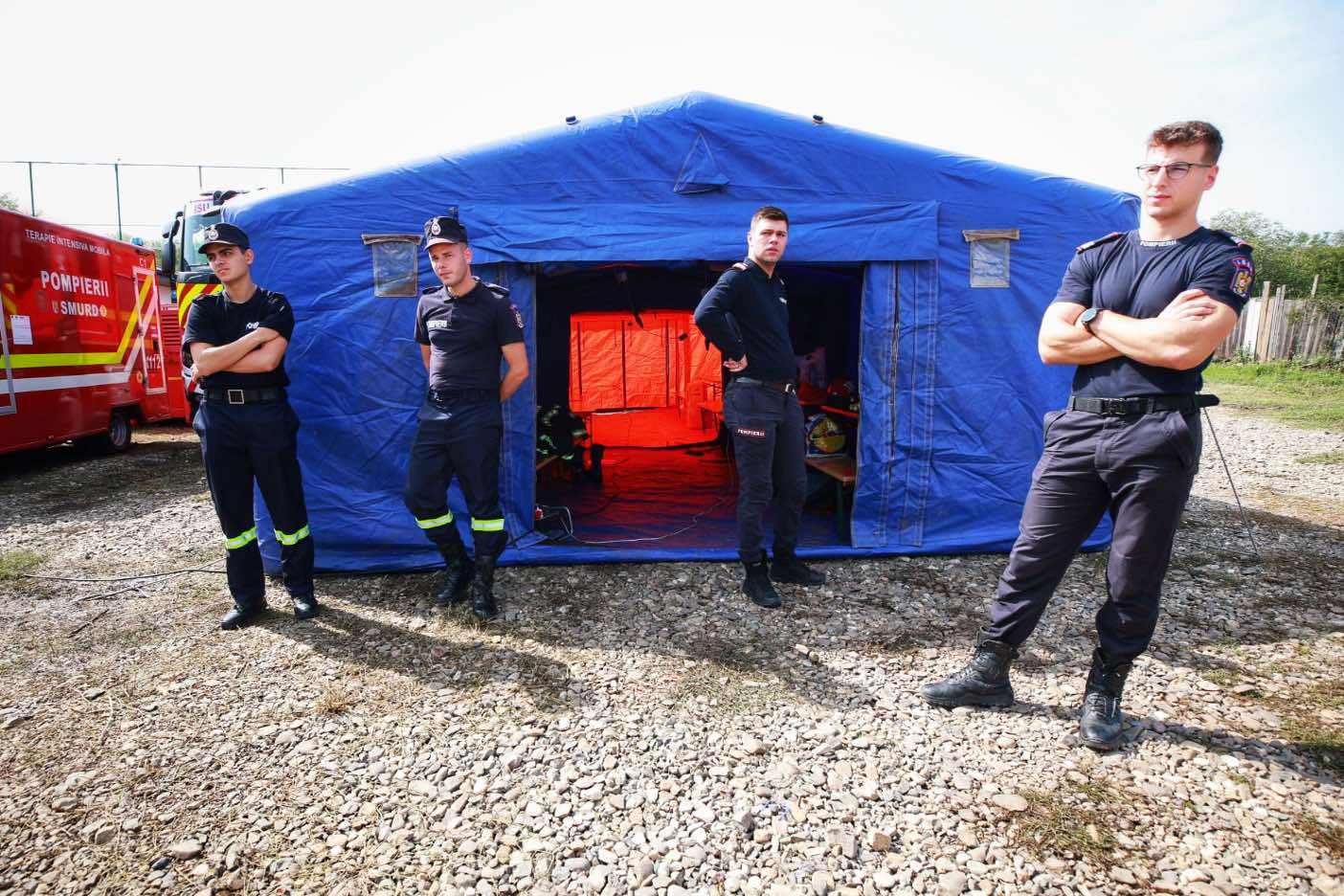 Foto | Cum arată tabăra mobilă pentru sinistrații din Galați și Vaslui. „La acest moment nu sunt persoane în tabără”