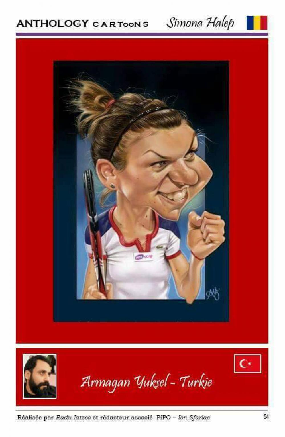 Expoziție de caricaturi ale Simonei Halep. Numărul 1 WTA, în viziunea artiștilor din toată lumea / GALERIE FOTO