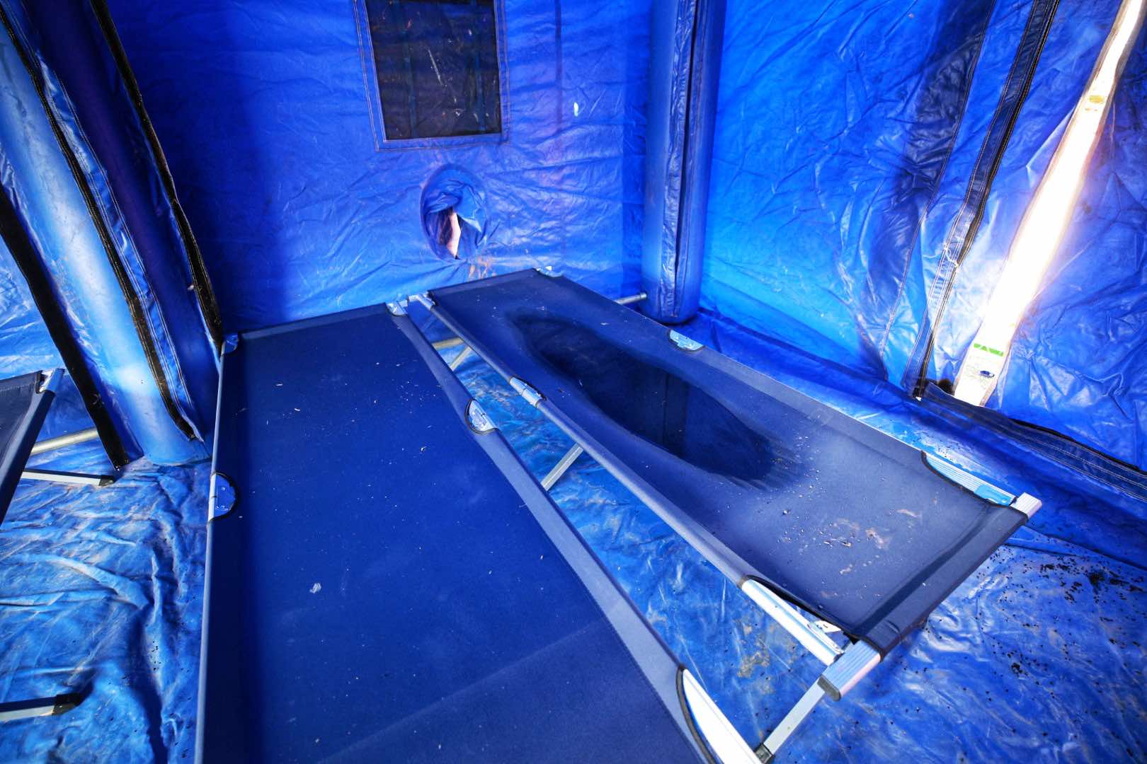 Foto | Cum arată tabăra mobilă pentru sinistrații din Galați și Vaslui. „La acest moment nu sunt persoane în tabără”