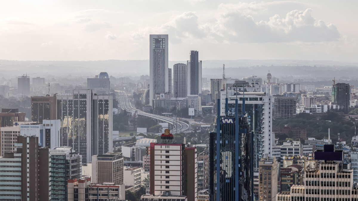 An aerial view of the modern Nairobi cityscape, capital city of Kenya in East Africa. [Photo by Boniface Muthoni/SOPA Images/LightRocket via Getty Images]