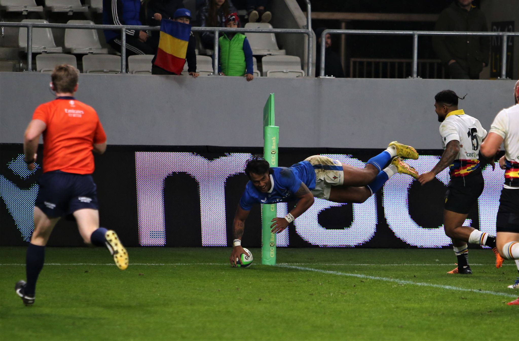 Reprezentativa de rugby a României, învinsă la zero în meciul-test cu Samoa. În partea secundă nu s-a marcat niciun punct!