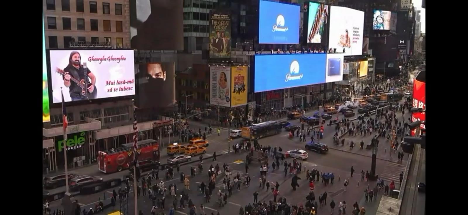 Cum a apărut Gheorghe Gheorghiu pe ecranele gigant din New York la început de an. Surpriza din Times Square