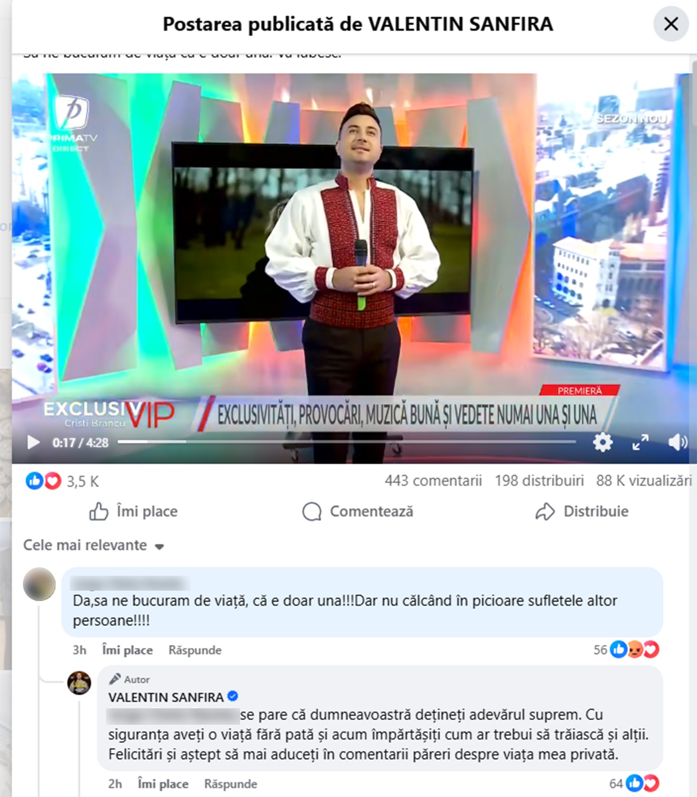 Cum își apără Valentin Sanfira reputația după divorțul de Codruța Filip. Artistul rupe tăcerea. „Adevărul suprem”