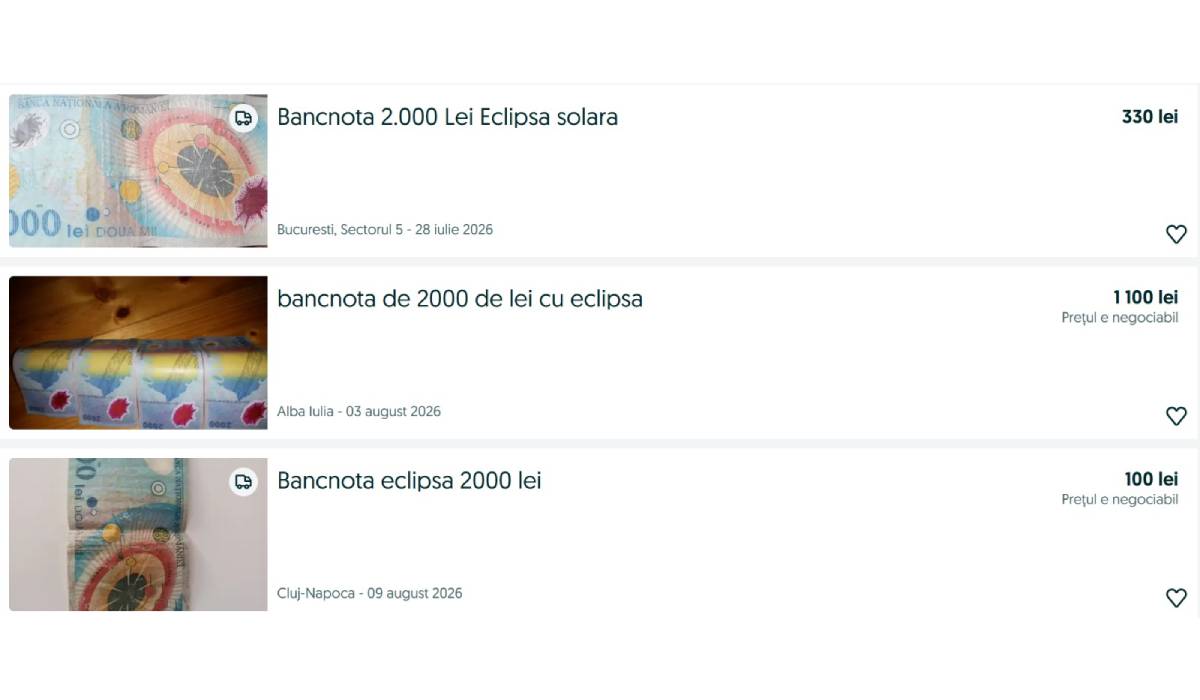 Cât costă o bancnotă de 2.000 de lei cu eclipsa de Soare din 1999: seria cea mai căutată de colecționari
