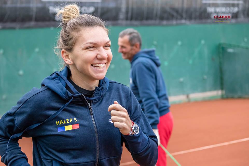 Simona Halep se pregătește cu zâmbetul pe buze pentru confruntarea cu Marea Britanie din Fed Cup | GALERIE FOTO&VIDEO