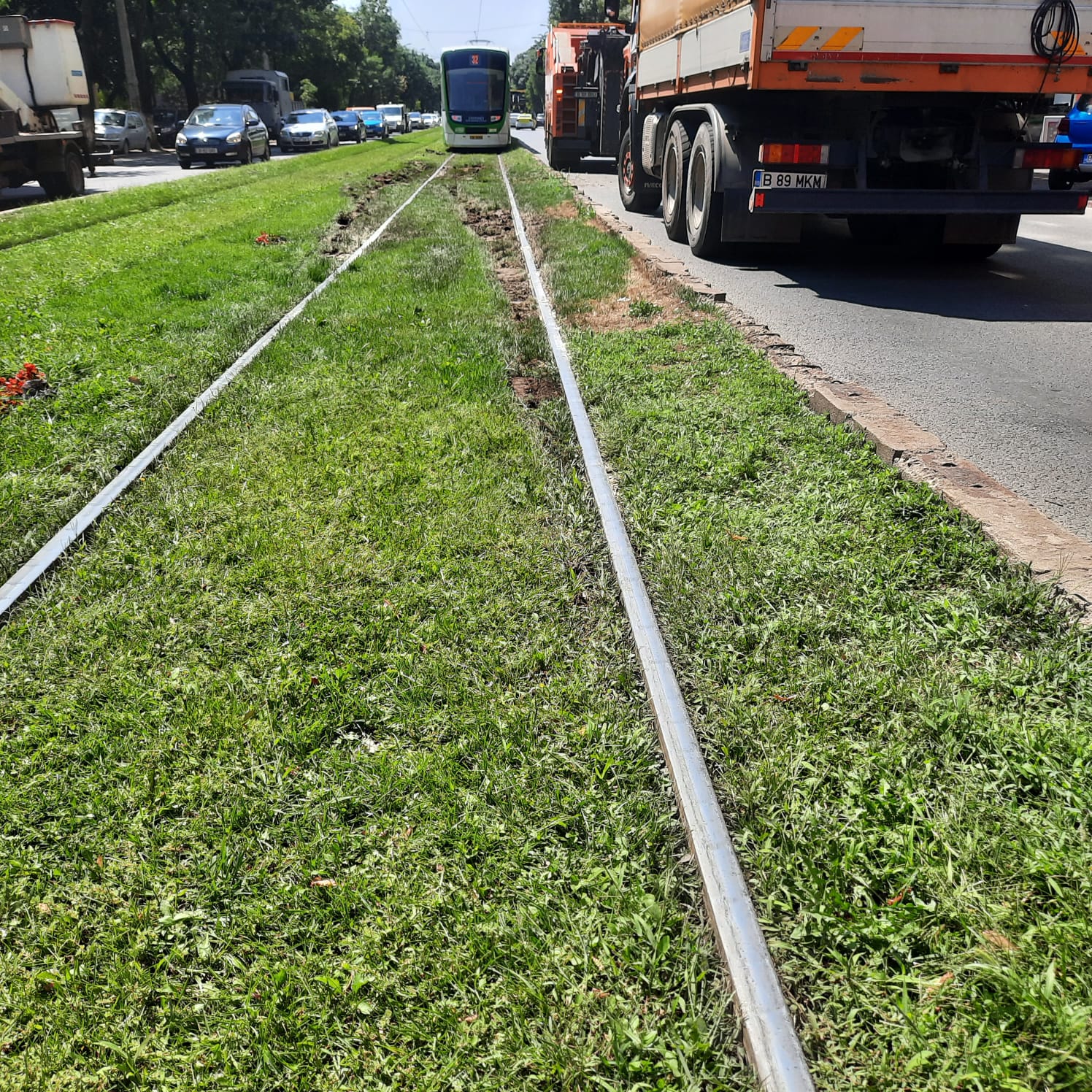 STB a cerut primăriei conduse de Piedone să scoată gazonul de pe șinele de tramvai din sectorul 5, pentru că a provocat deraieri