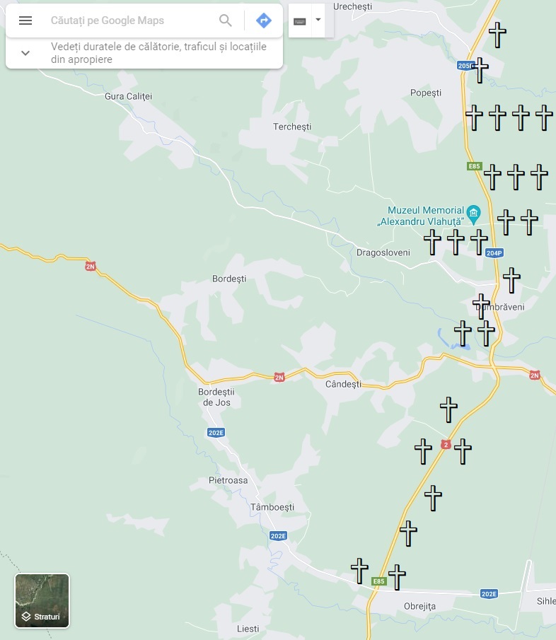 Drumul crucilor. Sunt 564 de cruci pe DN2 între București și Bacău, mai multe decât cele 550 de borne kilometrice dus-întors