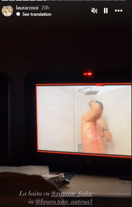 Laura Cosoi a publicat imagini cu Răzvan Fodor în timp ce face duș. Cei doi joacă împreună în serialul Bravo, tată!