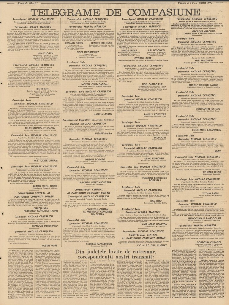47 de ani de la cutremurul din 1977. Ce scria presa vremii despre cel mai distructiv seism de pe teritoriul României