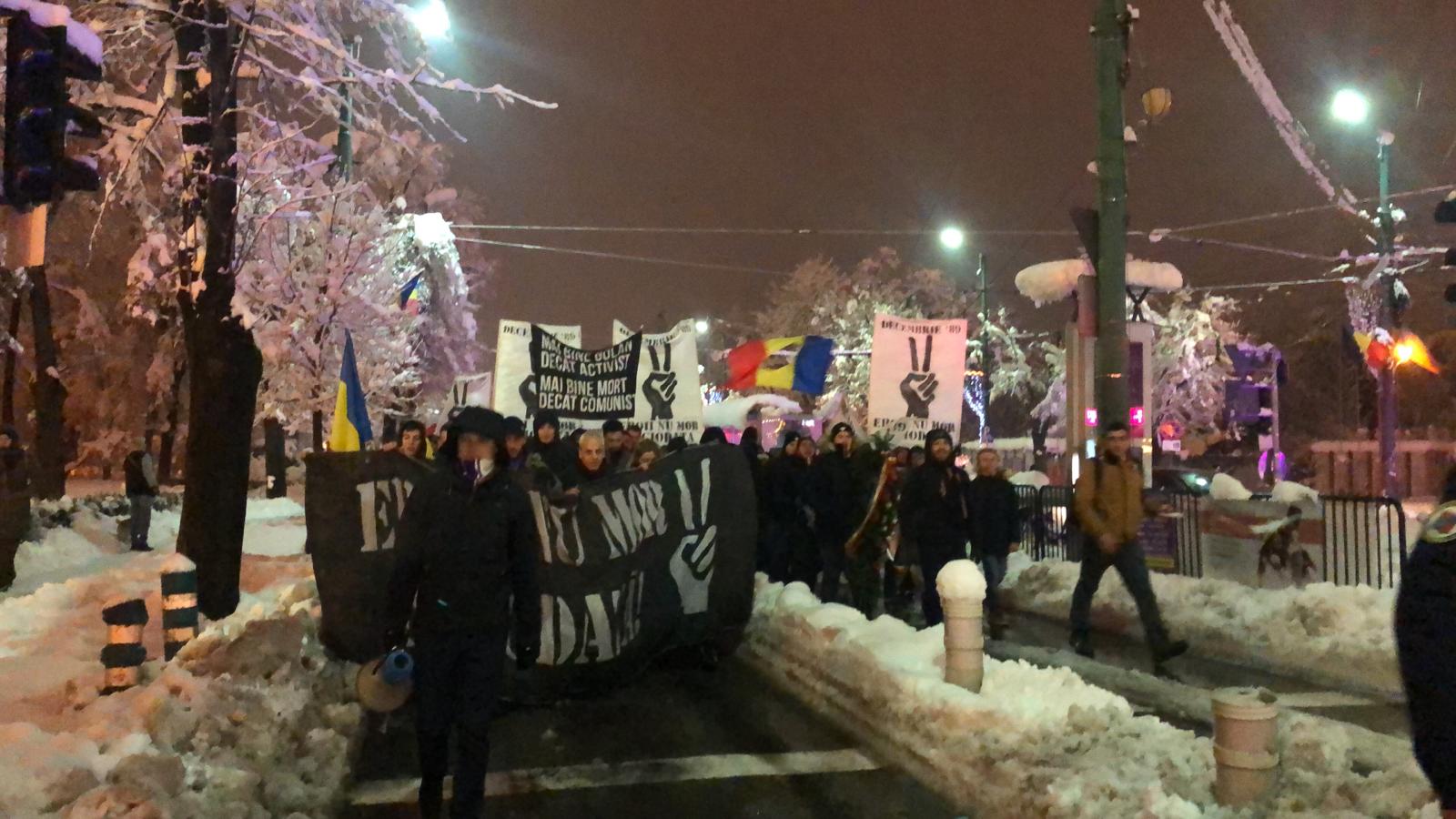 FOTO/ Marșul Eroilor în Timișoara, în memoria martirilor Revoluției din '89. Circa 300 de persoane au ieșit pe străzile orașului unde s-a strigat prima oară „Jos comuniștii”, acum 29 de ani
