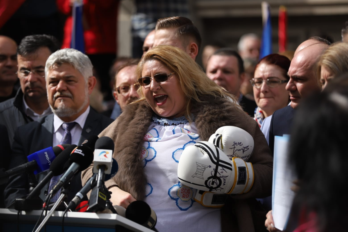 Diana Șoșoacă și-a depus candidatura la alegerile prezidențiale. A venit la sediul BEC cu mănuși de box