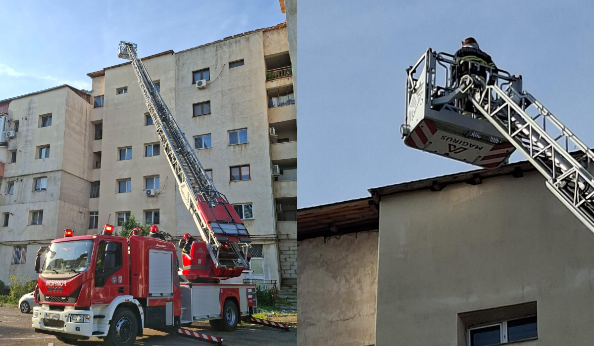 Codul roșu de furtuni a făcut prăpăd în Târgoviște: vântul a smuls și aruncat în stradă acoperișul unui bloc, zeci de copaci au fost puși la pământ